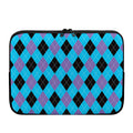 Blue Purple And Black Argyle Print Laptop Sleeve
