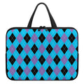Blue Purple And Black Argyle Print Laptop Sleeve With Handle