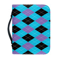 Blue Purple And Black Argyle Print Leather Bible Cover