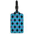 Blue Purple And Black Argyle Print Luggage Tag