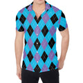 Blue Purple And Black Argyle Print Men's Shirt