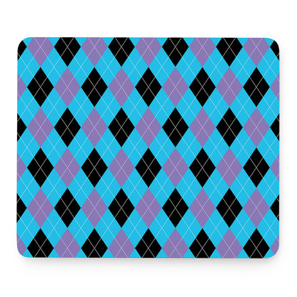Blue Purple And Black Argyle Print Mouse Pad