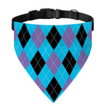 Blue Purple And Black Argyle Print Over The Collar Dog Bandana