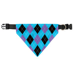 Blue Purple And Black Argyle Print Over The Collar Dog Bandana