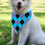 Blue Purple And Black Argyle Print Over The Collar Dog Bandana