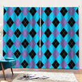 Blue Purple And Black Argyle Print Pencil Pleat Curtains
