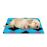 Blue Purple And Black Argyle Print Pet Cooling Mat Cover