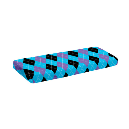 Blue Purple And Black Argyle Print Piano Keyboard Cover