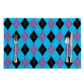 Blue Purple And Black Argyle Print Placemat
