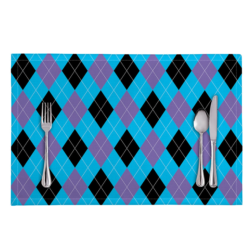 Blue Purple And Black Argyle Print Placemat