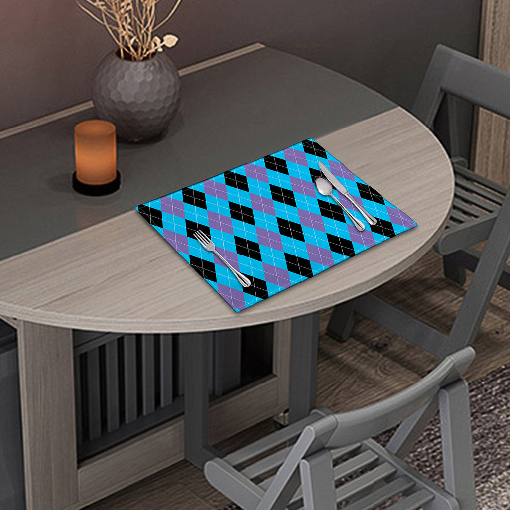 Blue Purple And Black Argyle Print Placemat
