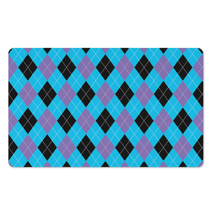 Blue Purple And Black Argyle Print Polyester Doormat