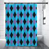 Blue Purple And Black Argyle Print Premium Shower Curtain