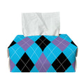 Blue Purple And Black Argyle Print Rectangle Tissue Box Cover