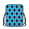 Blue Purple And Black Argyle Print Rectangular Crossbody Bag