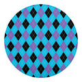 Blue Purple And Black Argyle Print Round Blanket