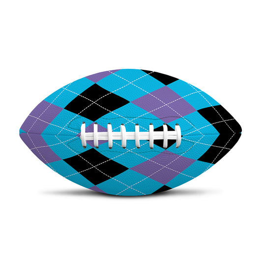 Blue Purple And Black Argyle Print Rugby Ball