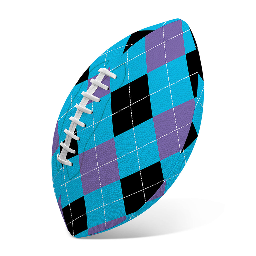 Blue Purple And Black Argyle Print Rugby Ball
