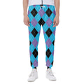 Blue Purple And Black Argyle Print Joggers