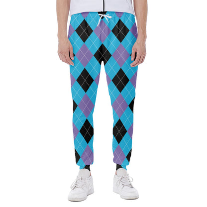 Blue Purple And Black Argyle Print Scuba Joggers
