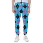 Blue Purple And Black Argyle Print Scuba Joggers