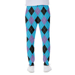 Blue Purple And Black Argyle Print Scuba Joggers