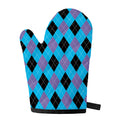 Blue Purple And Black Argyle Print Single Oven Mitt