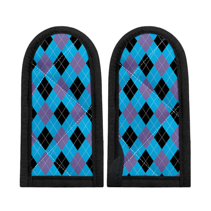 Blue Purple And Black Argyle Print Skillet Handle Cover