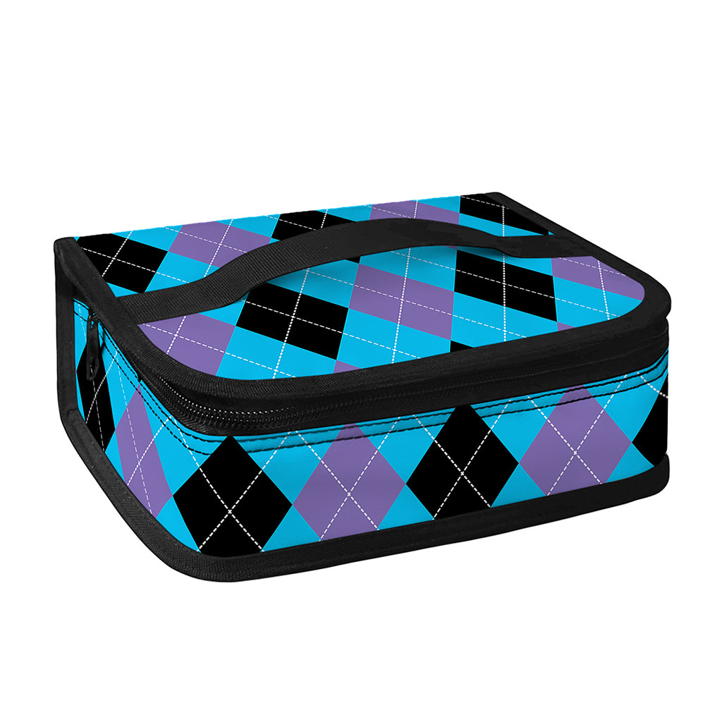 Blue Purple And Black Argyle Print Small Lunch Bag