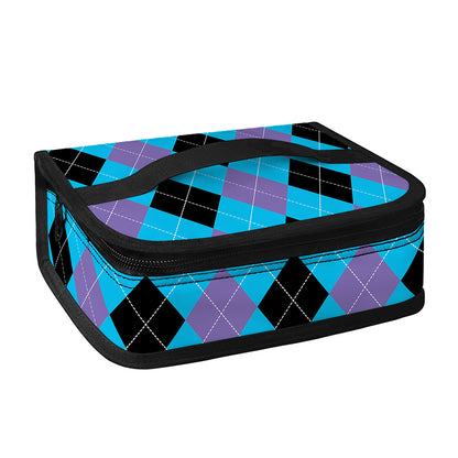Blue Purple And Black Argyle Print Small Lunch Bag