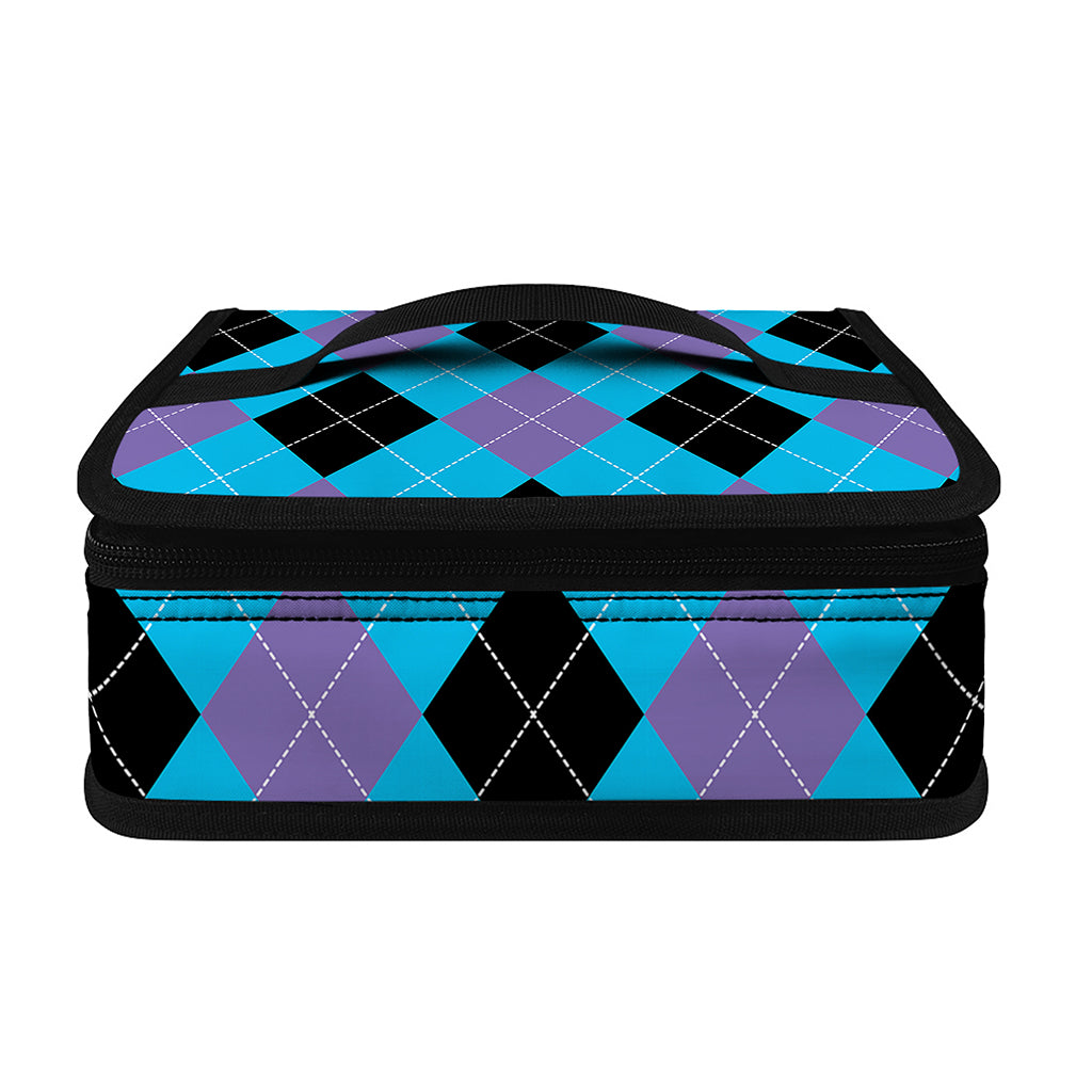 Blue Purple And Black Argyle Print Small Lunch Bag