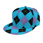 Blue Purple And Black Argyle Print Snapback Cap