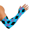 Blue Purple And Black Argyle Print Sun Protection Arm Sleeves