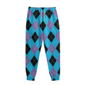 Blue Purple And Black Argyle Print Sweatpants