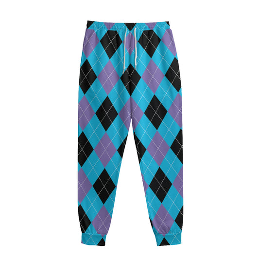 Blue Purple And Black Argyle Print Sweatpants