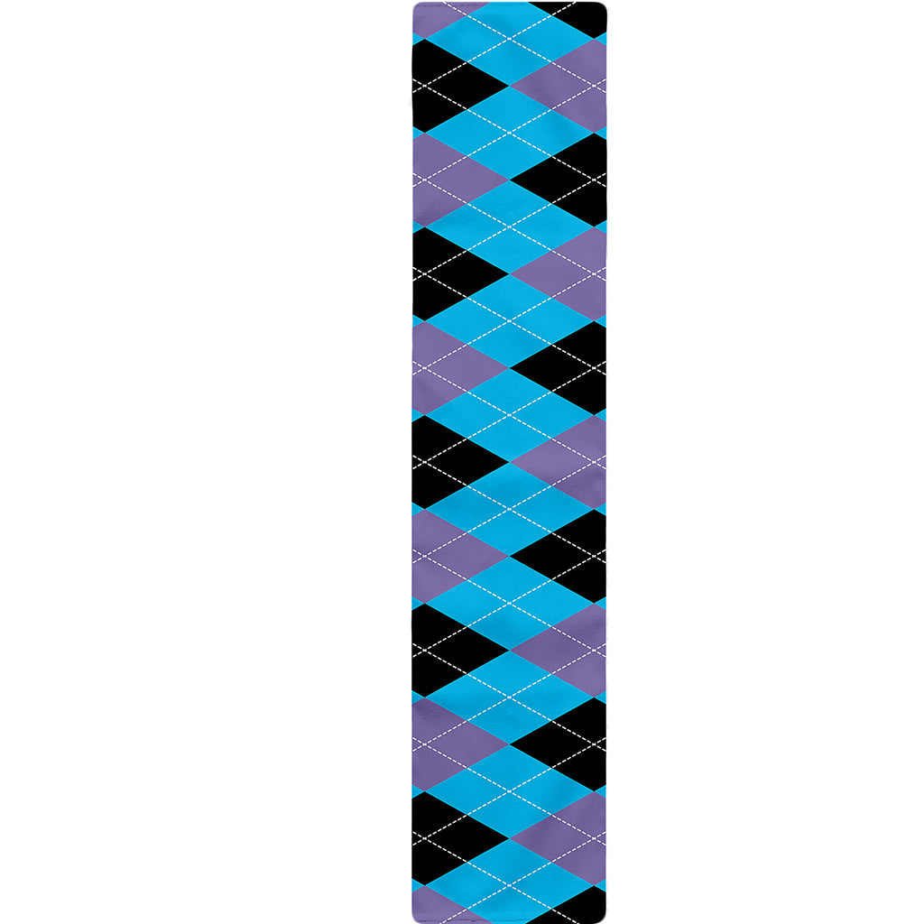 Blue Purple And Black Argyle Print Table Runner