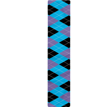 Blue Purple And Black Argyle Print Table Runner