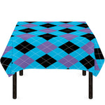 Blue Purple And Black Argyle Print Tablecloth