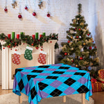 Blue Purple And Black Argyle Print Tablecloth
