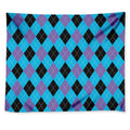Blue Purple And Black Argyle Print Tapestry
