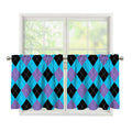 Blue Purple And Black Argyle Print Tier Curtains