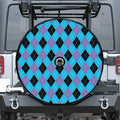 Blue Purple And Black Argyle Print Tire Cover With Camera Hole