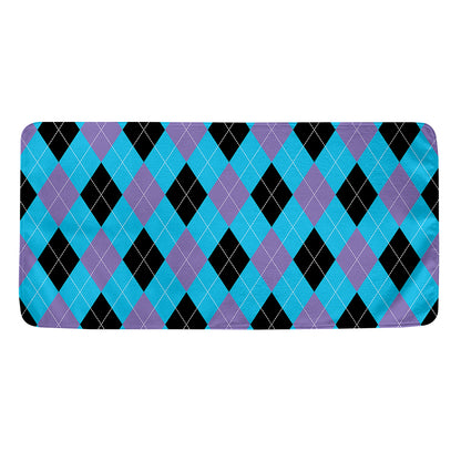 Blue Purple And Black Argyle Print Towel
