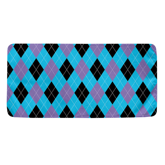 Blue Purple And Black Argyle Print Towel
