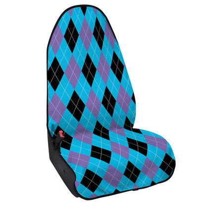 Blue Purple And Black Argyle Print Waterproof Car Seat Cover