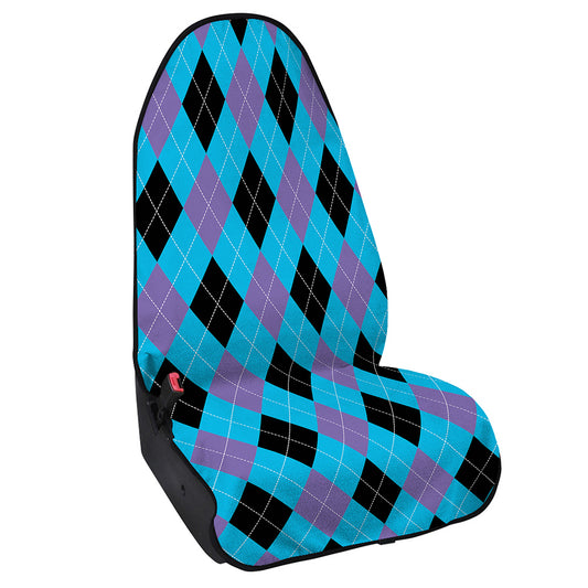 Blue Purple And Black Argyle Print Waterproof Car Seat Cover