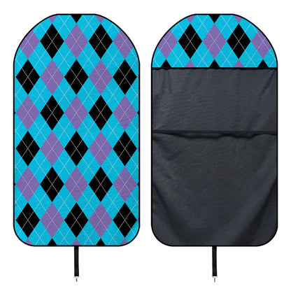 Blue Purple And Black Argyle Print Waterproof Car Seat Cover