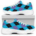 Blue Purple And Black Argyle Print White Chunky Shoes