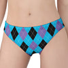 Blue Purple And Black Argyle Print Women's Panties