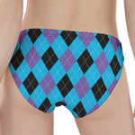 Blue Purple And Black Argyle Print Women's Panties